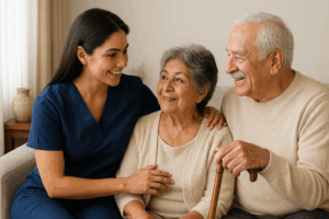 Enfermera_cuidando_a_ancianos_en_casa_ Enfermería a domicilio con atención profesional en CDMX y EDOMEX